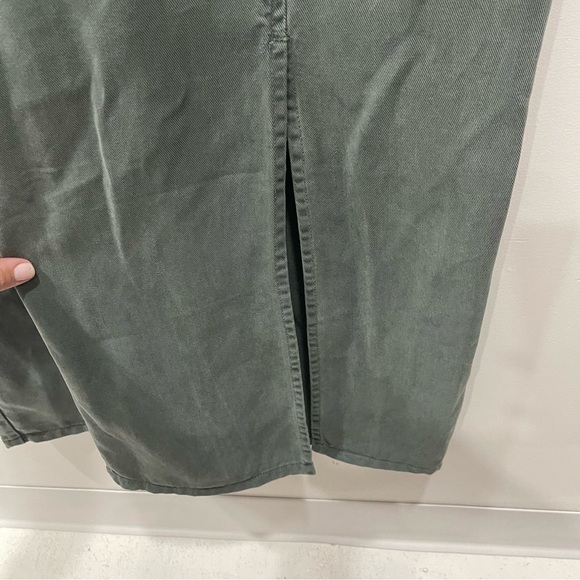 Action Wear USA Military Green Midi Dress Side Slit Small Button Front - Picture 6 of 9